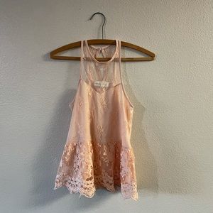 Abercrombie Lace High Neck Tank - Peach